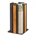 Thumbnail image #1 for Cal-Mil Sierra 3904-84 Revolving Cup/Lid Organizer, 4-Section, Rustic Pine with Bronze-Finish Metal Frame, 9-1/4"W x 9-1/4"D x 18"H
