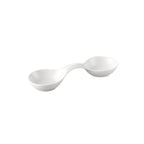 Thumbnail image #1 for CAC China Accessories CN-W2 Porcelain Leaf Duo Spoon Dish, 2 Compartments, 3 oz Each Case of 2 Dozen