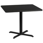 Thumbnail image #1 for Flash Furniture XU-BLKTB-3636-T3030-GG Square Pedestal Table, 36"W x 36"D x 31-1/8"H, Black Laminate MDF Top, PVC Edge