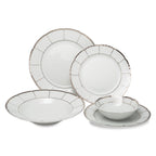 Thumbnail image #1 for Kadra Kitchenware Vikko Luxe VL-2042-MS 20-Piece White Dinnerware Set with Silver Accents