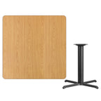 Thumbnail image #2 for Flash Furniture XU-NATTB-4242-T3333-GG Square Dining Table, 42" x 42", Natural Laminate Top, Black PVC Edge, Pedestal Base