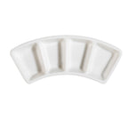 Thumbnail image #1 for CAC China Accessories CN-4B8 4-Compartment Porcelain Serving Dish, Arched Rectangle, Bone White, 8-1/2" x 3" x 1" Case of 3 Dozen