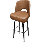 Thumbnail image #2 for Oak Street SL9133 Swivel Bar Stool with Upholstered Cutout Back, Vinyl Bucket Seat, Gloss Black Square Frame