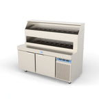 Thumbnail image #1 for Randell Food Preparation 8272D-290 72" Refrigerated Raised Rail Prep Table, 2 Doors, Stainless Steel Top, Dual Pan Rail
