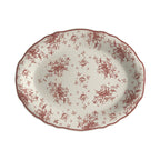 Thumbnail image #1 for Steelite International HL Ivory HL52563891 Oval China Platter, 10 x 7.75 in, Liliana Maroon, Scalloped Edge Case of 2 Dozen