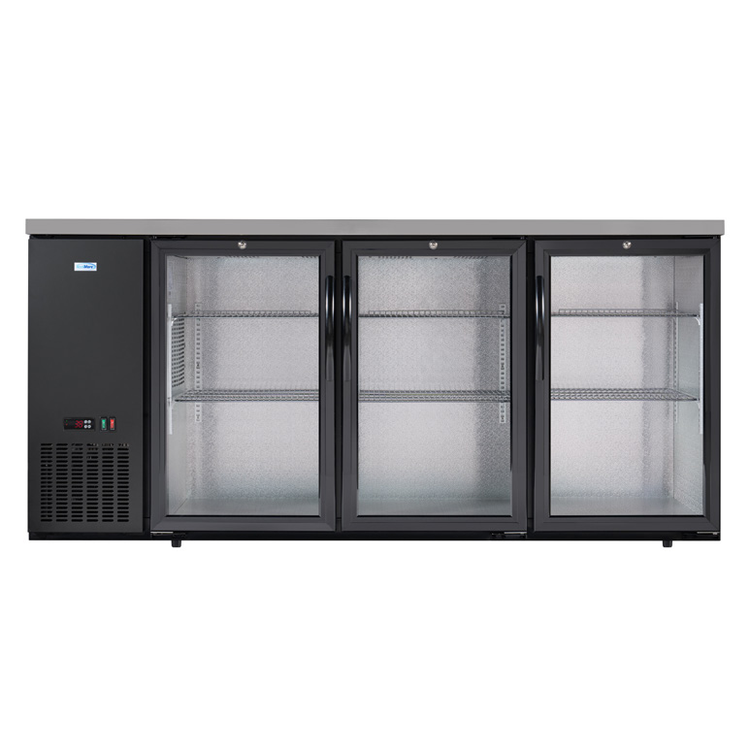 Product image #6 for Koolmore 72.8-Inch Three-Section Back Bar Refrigerator with 3 Glass Swing Doors, 18.3 Cu. Ft., Black Finish