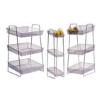 Thumbnail image #1 for G.E.T. Urban Renewal WB1-3TIER 3-Tier Rectangular Wire Basket Stand, Silver Mesh, 26-1/2"H