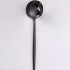 Thumbnail image #1 for Kadra Kitchenware Vikko Dine VF-SS15-VB Bouillon Spoon, Mirror Finish Black, 18/10 Stainless Steel Case of 12