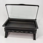 Thumbnail image #1 for Eastern Tabletop EB15642 8 qt Waterless Rectangular Chafing Dish with Hinged Reinforced Glass Lid, Black