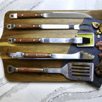 Thumbnail image #2 for Chef Master Mr. Bar-B-Q 02136YKB 5-Piece Barbecue Tool Set, Forged 2.5 mm, Rosewood Handles Case of 2