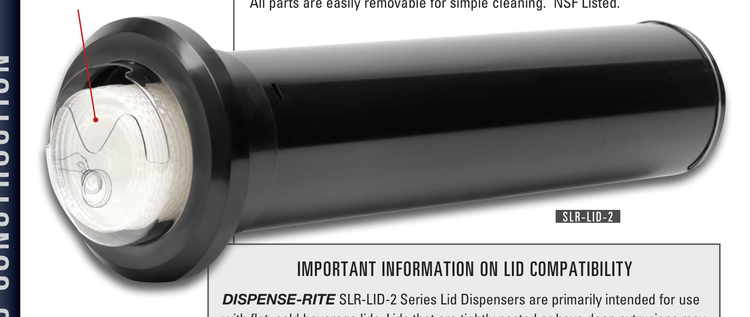 Product image #3 for Dispense-Rite SLR-LID-2 In-Counter Spring-Loaded Lid Dispenser for 8 oz. to 44 oz. Flat Cold Beverage Lids