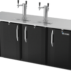 Thumbnail image #1 for Victory Refrigeration VDDN78HC-B Direct Draw Beer Dispenser, 78", 4 Half-Keg Capacity, 2 Dual-Faucet Towers, Black Exterior
