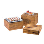 Thumbnail image #1 for Cal-Mil Madera 432-6-99 Wood Display Crate/Riser, 12"W x 12"D x 6"H, Cube, Flip-to-Use, Rustic Pine