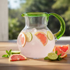 Thumbnail image #2 for Ten Strawberry Street Lime Rim 7MCR336 Hand-Blown Green Mexican Glass Pitcher with Lime Rim and Handle