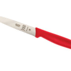 Thumbnail image #1 for Mercer Culinary M33931RDB 4" Bar Knife, Wavy Edge, Pointed Tip, Slide-On Guard, High Carbon Stainless Steel Blade, Red Handle Case of 12