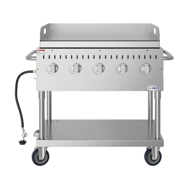 Product image #5 for KoolMore 5-Burner Mobile Propane Outdoor Charbroiler Grill with Griddle Plate and Grates