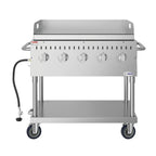 Thumbnail image #5 for Koolmore CGKIT3-36G Mobile 5-Burner Propane Charbroiler with Griddle Plate, Grates, and Stainless Steel Construction
