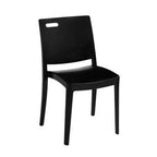 Thumbnail image #1 for Grosfillex Metro US356017 Outdoor Resin Stacking Side Chair, Black, Hole-Cutout Back Case of 4