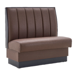 Thumbnail image #1 for ATSMFG ATS AT&S-QAS-W42-6CH-BRN Single Upholstered Booth, 42"H, 6-Channel Elm Wood Top & End Caps, Dark Walnut, Brown