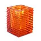 Thumbnail image #2 for Sterno Classic Elegance 80146 Square Glass Candle Lamp, 4"H, Orange, Horizontal Ribbed Design