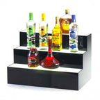 Thumbnail image #1 for Cal-Mil 1269 3-Tier Under-Lit Bottle Display, Acrylic, Multicolored LED, Black Sides, 24"W x 14-1/2"D x 15-1/2"H