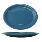 Thumbnail image #1 for International Tableware Cancun CAN-13-LB Ceramic Oval Platter, 11-1/2" x 9-1/4", Narrow Rim, Rolled Edge, Light Blue 1 Dozen