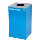 Thumbnail image #1 for Alpine Industries ALP4450-KIT-BLU-C-CB 29-Gallon Blue Recycling Bin, Square, Circle Opening Lid, for Cans & Bottles
