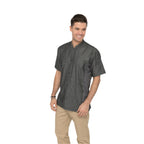 Thumbnail image #1 for Chef Works Tribeca CES01-BLK-M Unisex Short-Sleeve Black Cotton Chef Coat, Medium, Single-Breasted, Front Snap Closure