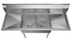 Thumbnail image #4 for KoolMore 60 Inch x 21 Inch Commercial 2-Compartment Stainless Steel Sink with Left and Right Drainboards
