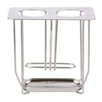 Thumbnail image #1 for AllPoints Foodservice Parts & Supplies 1331645 2-Compartment Stainless Steel Squeeze Bottle Holder, Holds Two 12 oz Bottles