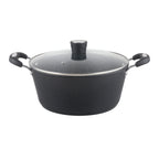 Thumbnail image #1 for Kadra Kitchenware Millvado MR-04-BK 4.5 qt. Non-Stick Sauce Pot with Glass Lid and Soft-Grip Handle, Black
