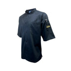 Thumbnail image #1 for Thunder Group CJ710BK3XL Tapered Ventilated Short-Sleeve Chef Shirt, 3XL, 65/35 Poly/Cotton, Black Case of 18