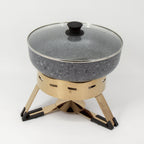 Thumbnail image #1 for Eastern Tabletop EB15836 Small Round Waterless Chafing Dish Kit with Glass Lid, Nonstick Aluminum Dish, 4.7 qt
