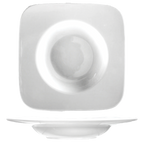 Thumbnail image #1 for International Tableware Paragon PA-725 Porcelain Pasta/Salad Bowl, 6 oz, 7-1/2", Square with Round Well, Wide Rim 1 Dozen