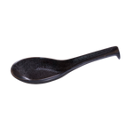Thumbnail image #1 for Korin Inc Tessa Black SPN-110 Ceramic Asian Soup Spoon, 5-1/2-Inch, Curved Handle Tip, Gun Metal Sheen