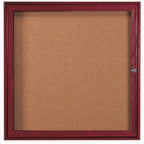 Thumbnail image #1 for AARCO Products CBC3636R Enclosed Red Oak Bulletin Board, 36"W x 36"H, 1 Swing Door, Natural Cork Back, Cherry-Stained Finish