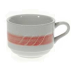 Thumbnail image #1 for Vertex China Sausalito SAU-1S-M 8 oz China Coffee Cup with Handle, Stackable, Sculpted Lines, Mango Case of 3 Dozen