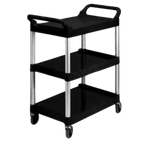 Thumbnail image #1 for Eagle Group EU3-2030-P 3-Tier Utility Cart, 33-5/8"W x 18-5/8"D x 37-3/4"H, Black Polymer Shelves