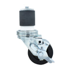 Thumbnail image #1 for BK Resources 3SBR-4RA-HR-TLB Swivel Stem Caster, 3" Hard Rubber Wheel, 2" Expanding Stem, Top-Lock Brake, 300 lb Capacity