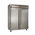 Thumbnail image #1 for Utility Refrigerator PT-HC-50-SS-2G-2G-N Two-Section Pass-Through Pizza Holding Cabinet with Hinged Glass Doors, Stainless Steel Interior/Exterior