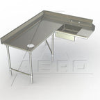 Thumbnail image #1 for AERO Manufacturing Aerospec 2SDC-L-84 Corner Soiled Dish Table, Left-to-Right, 60" Machine-to-Corner x 84" Corner-to-End, 14/304 Stainless Steel