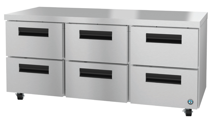 Product image #5 for Hoshizaki Steelheart 72-Inch Three-Section Undercounter Refrigerator with 6 Drawers