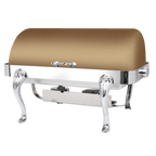 Thumbnail image #1 for Eastern Tabletop Queene-Anne 3114QARZ 8 qt Rectangular Stainless Steel Chafer with Roll-Top Cover