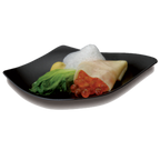 Thumbnail image #2 for JB Prince Tast R515 B Disposable Plastic Plate, 1-1/2 oz., 5-3/4" x 4-1/4", Free Form, Black
