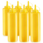 Thumbnail image #1 for New Star Foodservice Inc. 26559 24 oz Yellow Plastic Squeeze Bottle with Standard Single-Tip Cap Case of 4