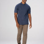 Thumbnail image #1 for Chef Works CBN02-AFB-6XL Men's Short Sleeve Chef Coat, Air Force Blue, 6XL, Poly/Cotton