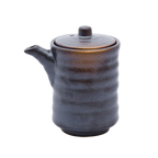 Thumbnail image #1 for Korin Inc SPT-142 China Sauce Pot, 6.5 oz., Round, with Lid, Ribbed Graphite Amber Finish