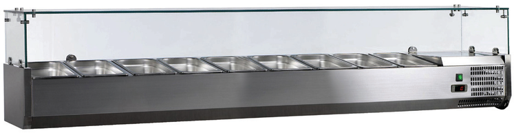 Product image #7 for Omcan 79-Inch Countertop Refrigerated Topping Rail with Glass Sneeze Guard, 9 x 1/3 GN Pan Capacity