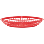 Thumbnail image #1 for TableCraft Products 1084R Jumbo Oval Plastic Fast Food Basket, 11-3/4" x 9" x 1-3/4", Red Case of 36