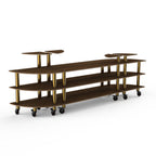 Thumbnail image #1 for Steelite International Mogogo, Modular MGCMLB02WBXW 3-Tier Curved Double-Sided Buffet Station, Mango Wood Laminate, 130"W x 29.5"D x 47.5"H